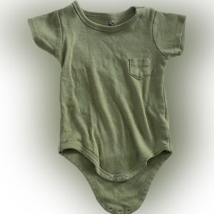 Hudson Baby 24M Army Green Onesie with Pocket